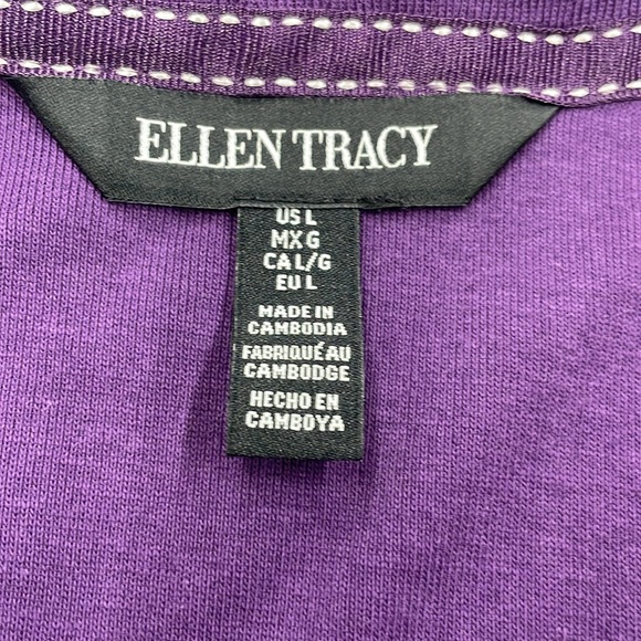 Ellen Tracy purple long sleeve tee with gold metal embellishments, size L, NWT - Picture 5 of 8